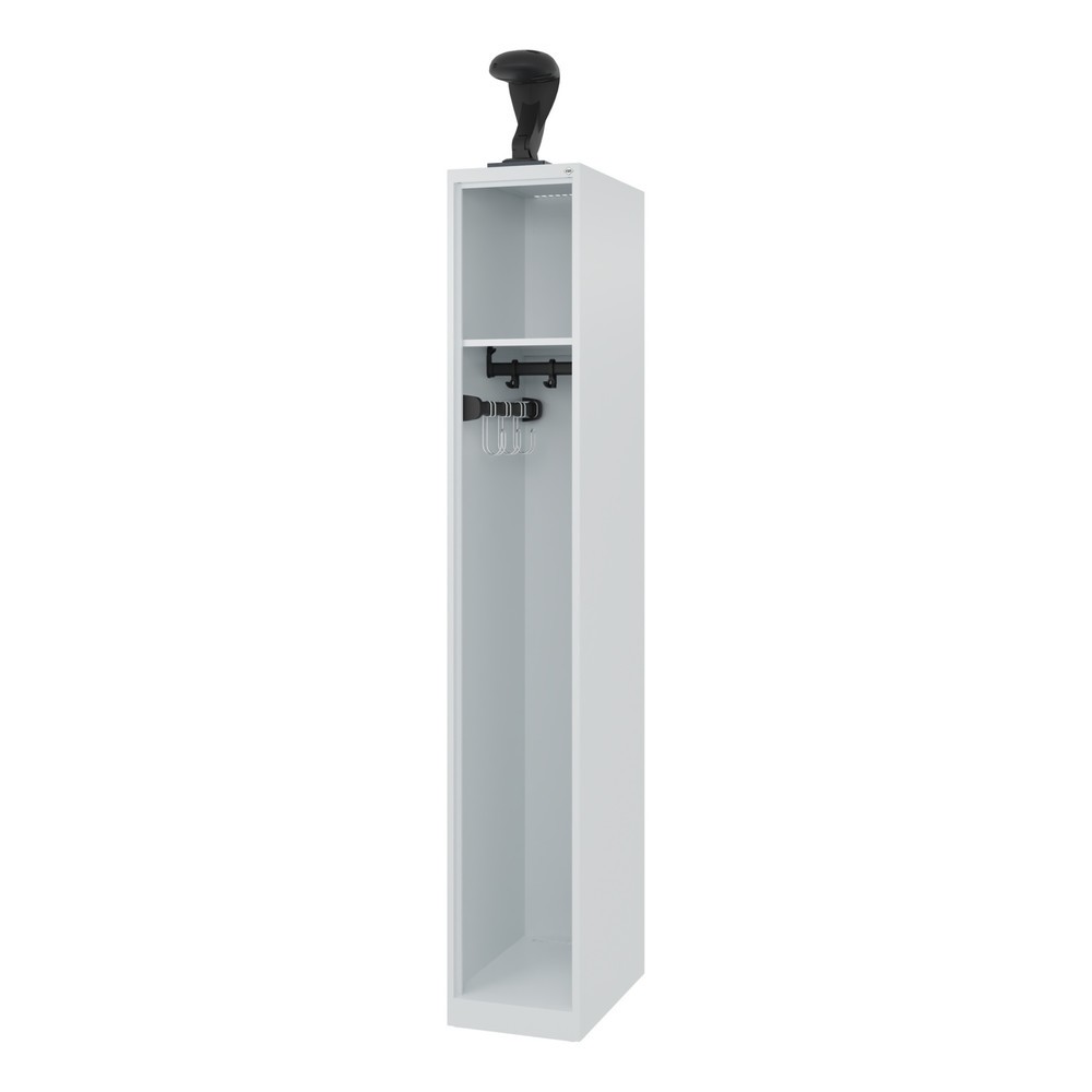 Produktabbildung Nr. 1: C+P Feuerwehrspind EXPERT, Bodengleiter, 1 Abteil, HxBxT 1.850 x 300 x 500 mm, lichtgrau, mit Helmhalter