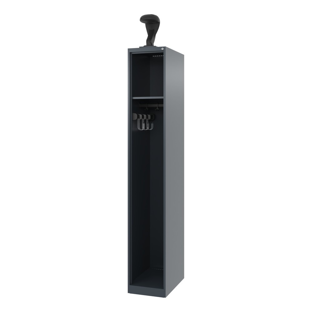 Produktabbildung Nr. 1: C+P Feuerwehrspind EXPERT, Bodengleiter, 1 Abteil, HxBxT 1.850 x 300 x 500 mm, anthrazitgrau, mit Helmhalter
