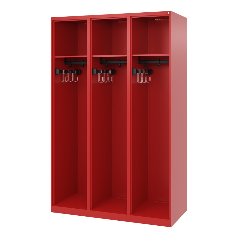 Produktabbildung Nr. 1: C+P Feuerwehrspind EXPERT, Bodengleiter, 3 Abteile, HxBxT 1.850 x 1.200 x 500 mm, feuerrot