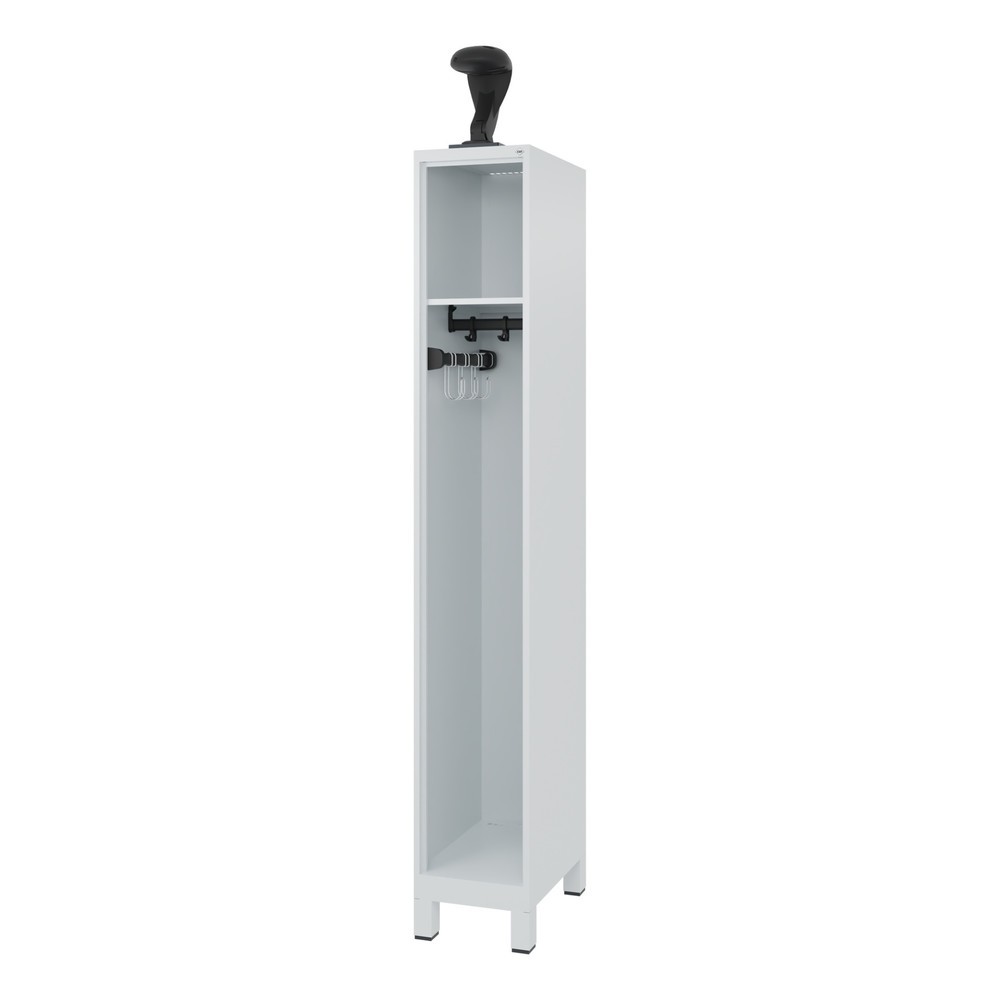 Produktabbildung: C+P Feuerwehrspind EXPERT, Füsse, 1 Abteil, HxBxT 1.850 x 300 x 500 mm, lichtgrau, mit Helmhalter