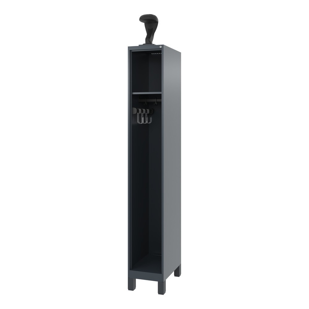 Produktabbildung: C+P Feuerwehrspind EXPERT, Füsse, 1 Abteil, HxBxT 1.850 x 300 x 500 mm, anthrazitgrau, mit Helmhalter