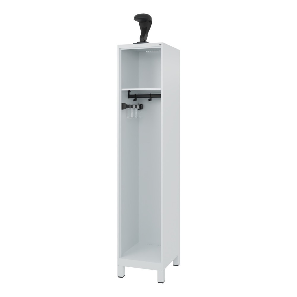 Produktabbildung: C+P Feuerwehrspind EXPERT, Füsse, 1 Abteil, HxBxT 1.850 x 400 x 500 mm, lichtgrau, mit Helmhalter