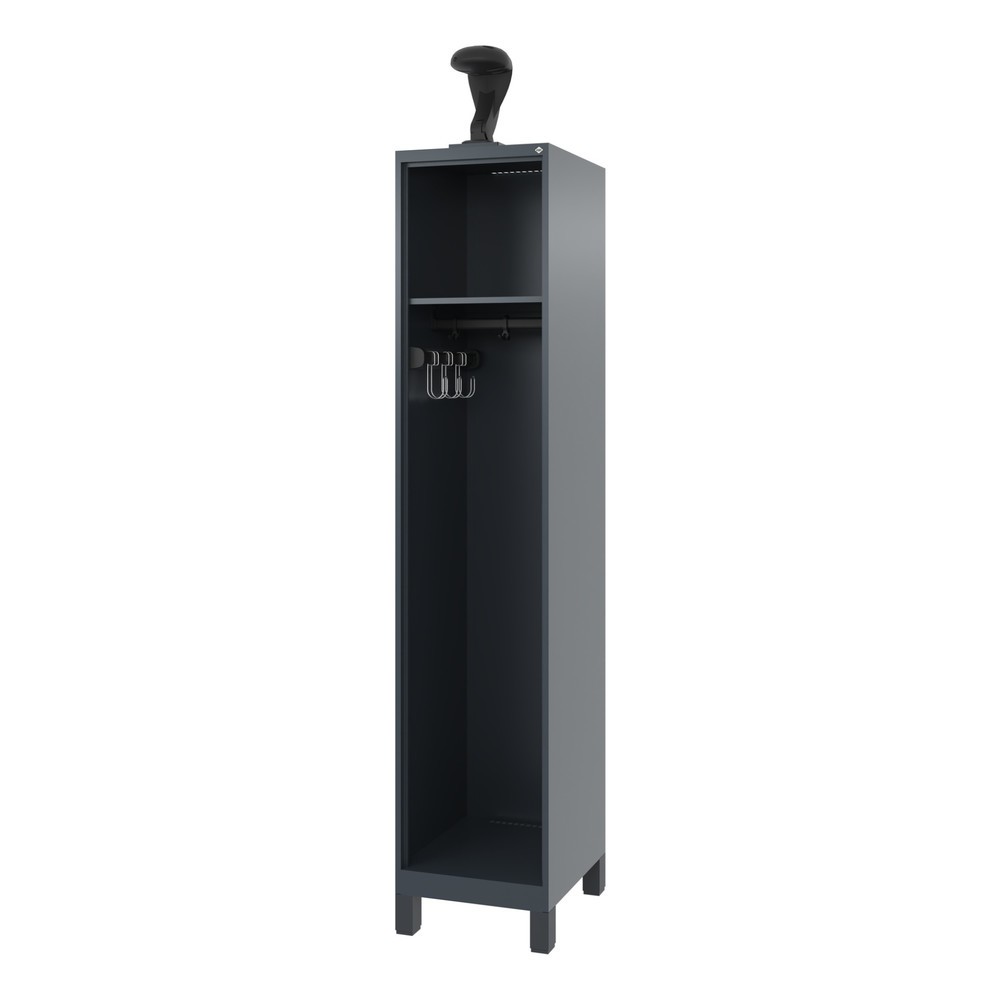 Produktabbildung: C+P Feuerwehrspind EXPERT, Füsse, 1 Abteil, HxBxT 1.850 x 400 x 500 mm, anthrazitgrau, mit Helmhalter