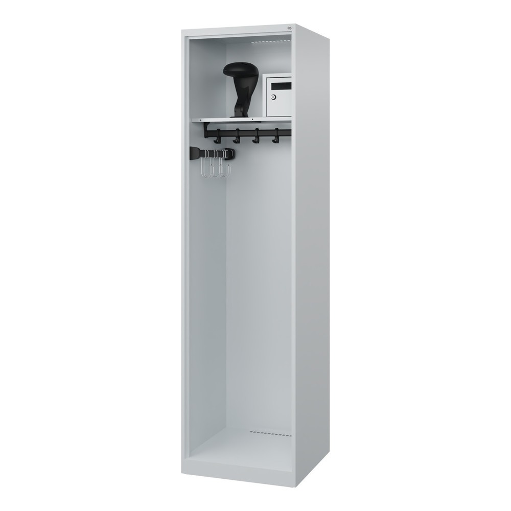 Produktabbildung Nr. 1: C+P Feuerwehrspind FLEXO, Bodengleiter, 1 Abteil, HxBxT 1.850 x 500 x 500 mm, lichtgrau, mit Helmhalter