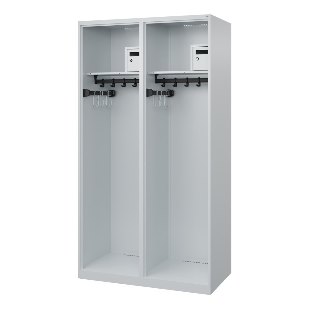 Produktabbildung Nr. 1: C+P Feuerwehrspind FLEXO, Bodengleiter, 2 Abteile, HxBxT 1.850 x 1.000 x 500 mm, lichtgrau