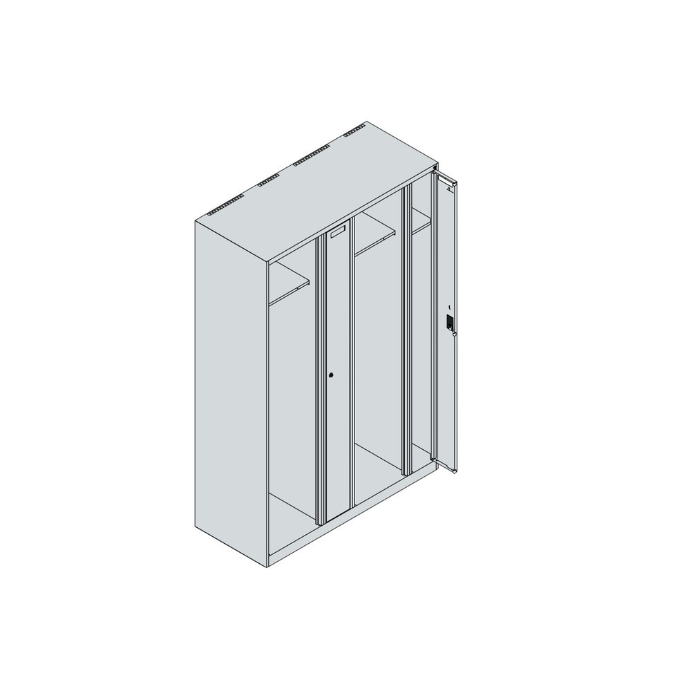 Produktabbildung Nr. 4: C+P Feuerwehrspind KOMBI, Bodengleiter, 2 Abteile, HxBxT 1.850 x 1.200 x 500 mm, lichtgrau, mit Helmhalter