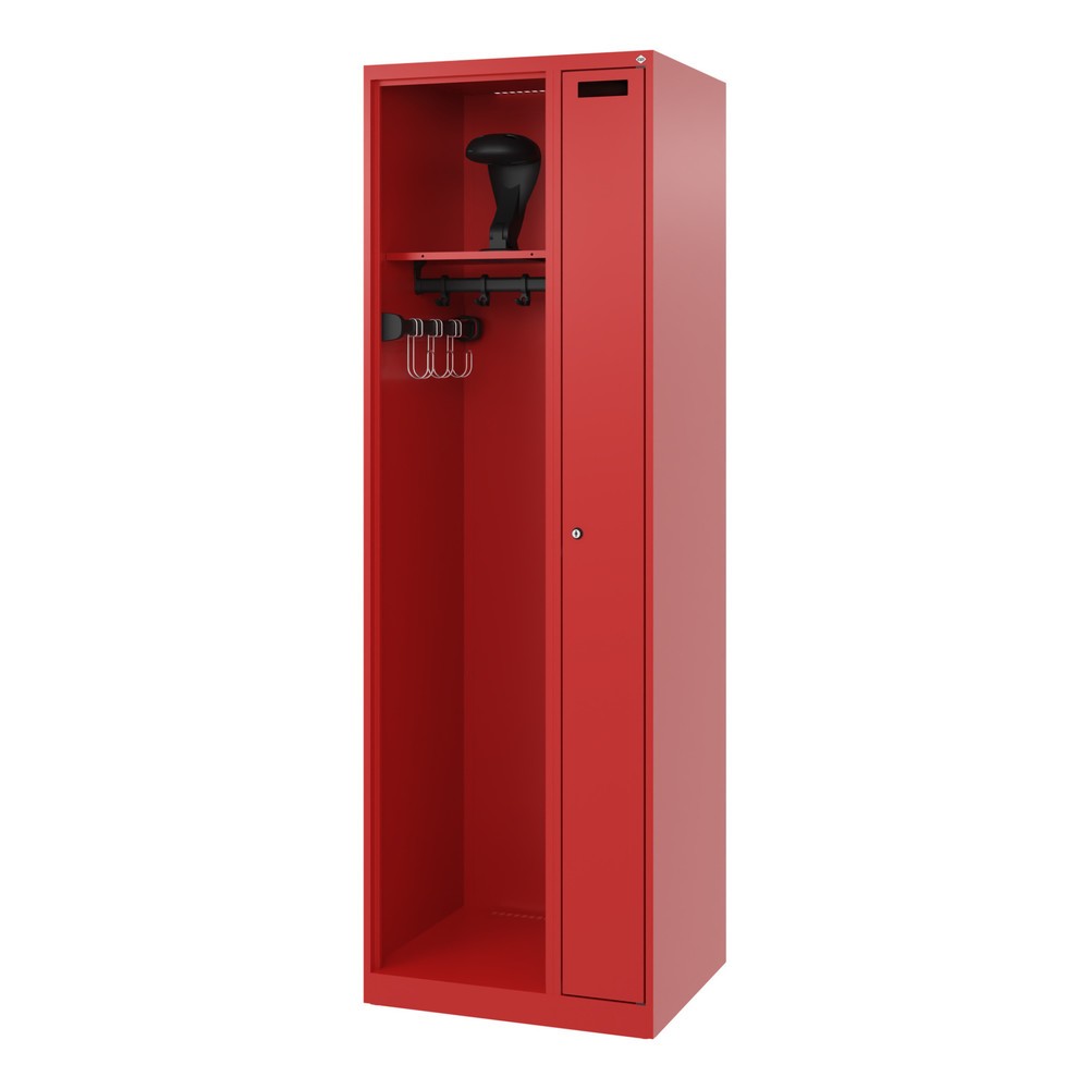 Produktabbildung Nr. 5: C+P Feuerwehrspind KOMBI, Bodengleiter, 1 Abteil, HxBxT 1.850 x 600 x 500 mm, feuerrot, mit Helmhalter