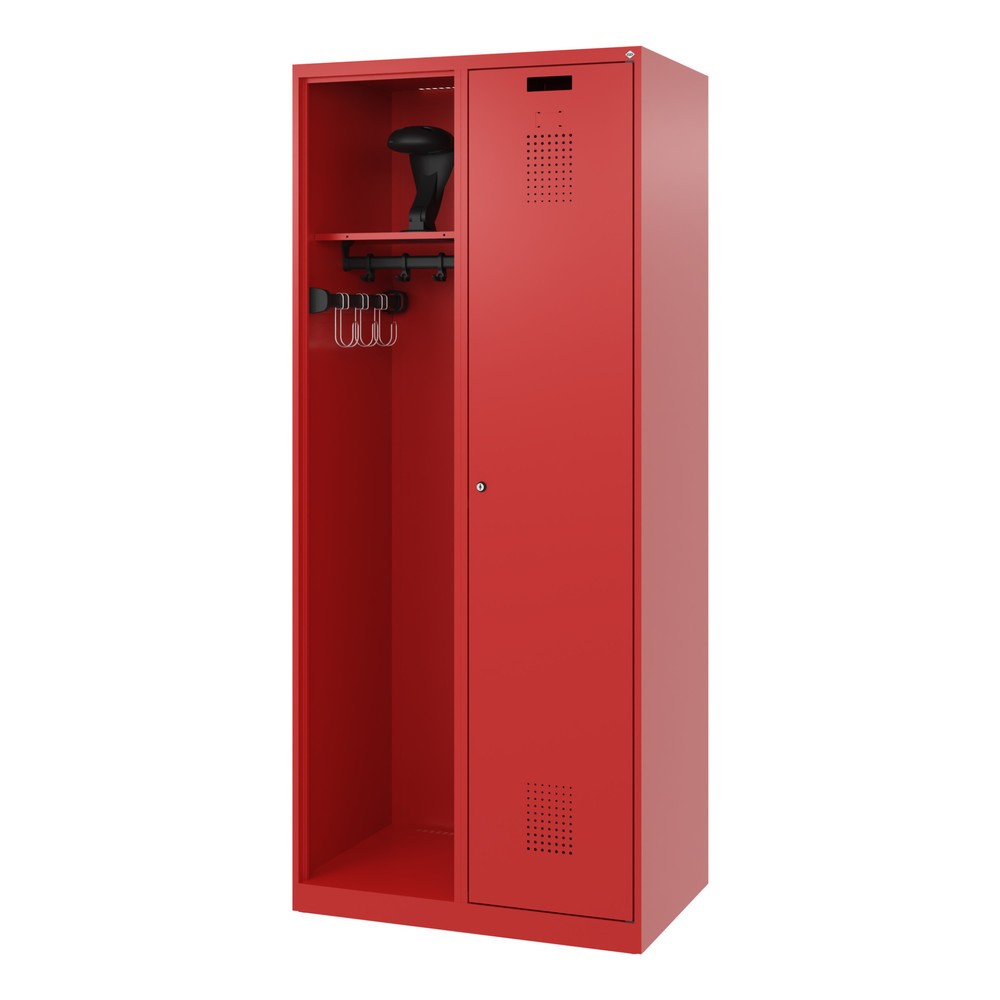 Produktabbildung Nr. 5: C+P Feuerwehrspind KOMBI, Bodengleiter, 1 Abteil, HxBxT 1.850 x 800 x 500 mm, feuerrot, mit Helmhalter