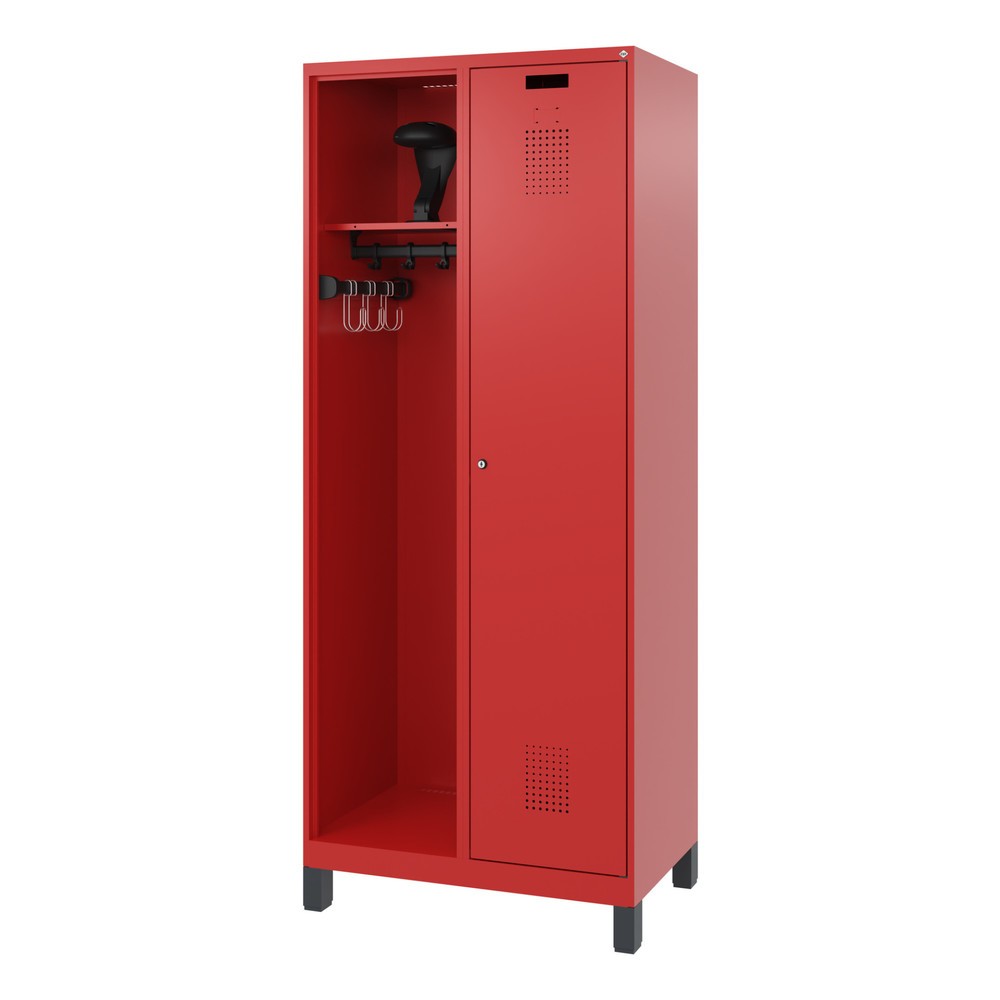 Produktabbildung Nr. 5: C+P Feuerwehrspind KOMBI, Füsse, 1 Abteil, HxBxT 1.850 x 800 x 500 mm, feuerrot, mit Helmhalter