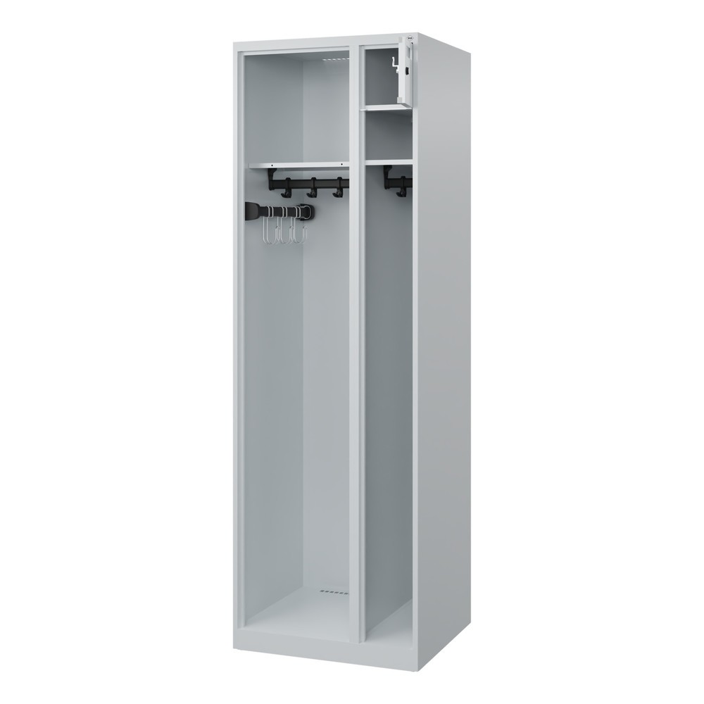 Produktabbildung: C+P Feuerwehrspind KOMBI Open, Bodengleiter, 1 Abteil, HxBxT 1.850 x 600 x 500 mm, lichtgrau