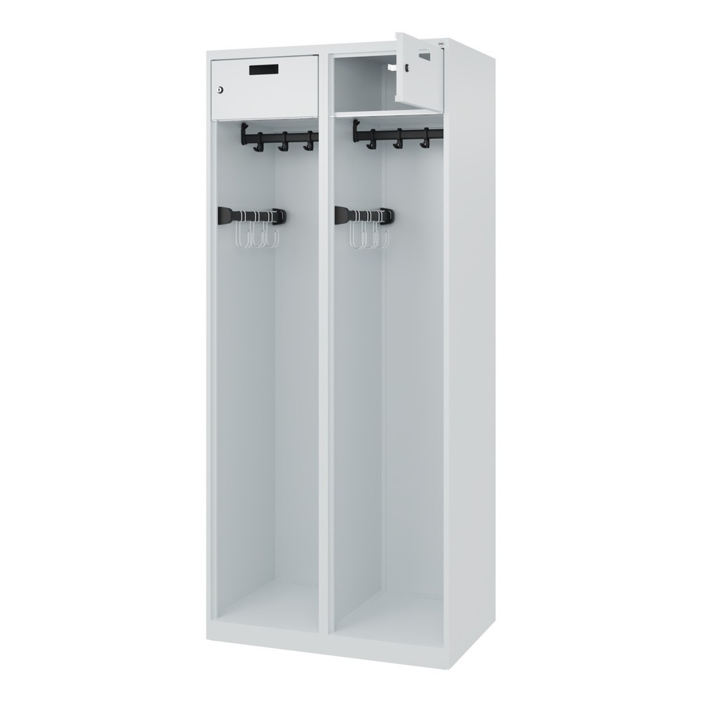 Produktabbildung Nr. 1: C+P Feuerwehrspind PRAKTUS, Bodengleiter, 2 Abteile, HxBxT 1.850 x 800 x 500 mm, lichtgrau