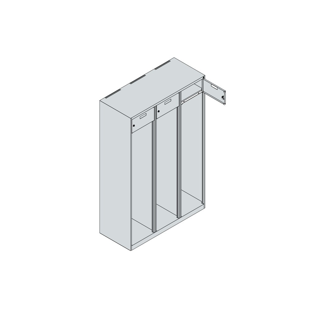 Produktabbildung Nr. 4: C+P Feuerwehrspind PRAKTUS, Bodengleiter, 3 Abteile, HxBxT 1.850 x 1.200 x 500 mm, anthrazitgrau, mit Helmhalter