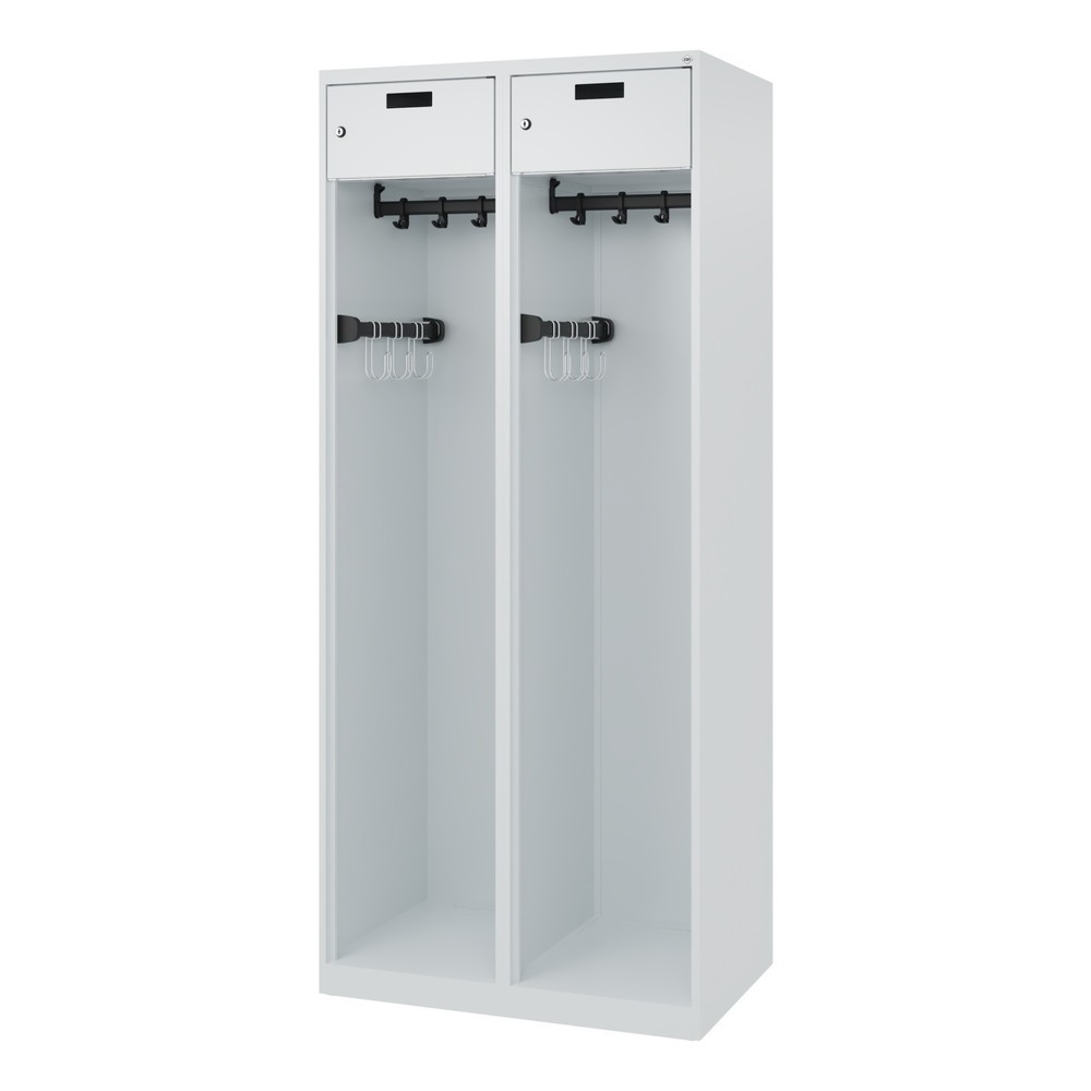 Produktabbildung Nr. 5: C+P Feuerwehrspind PRAKTUS, Bodengleiter, 2 Abteile, HxBxT 1.850 x 800 x 500 mm, lichtgrau