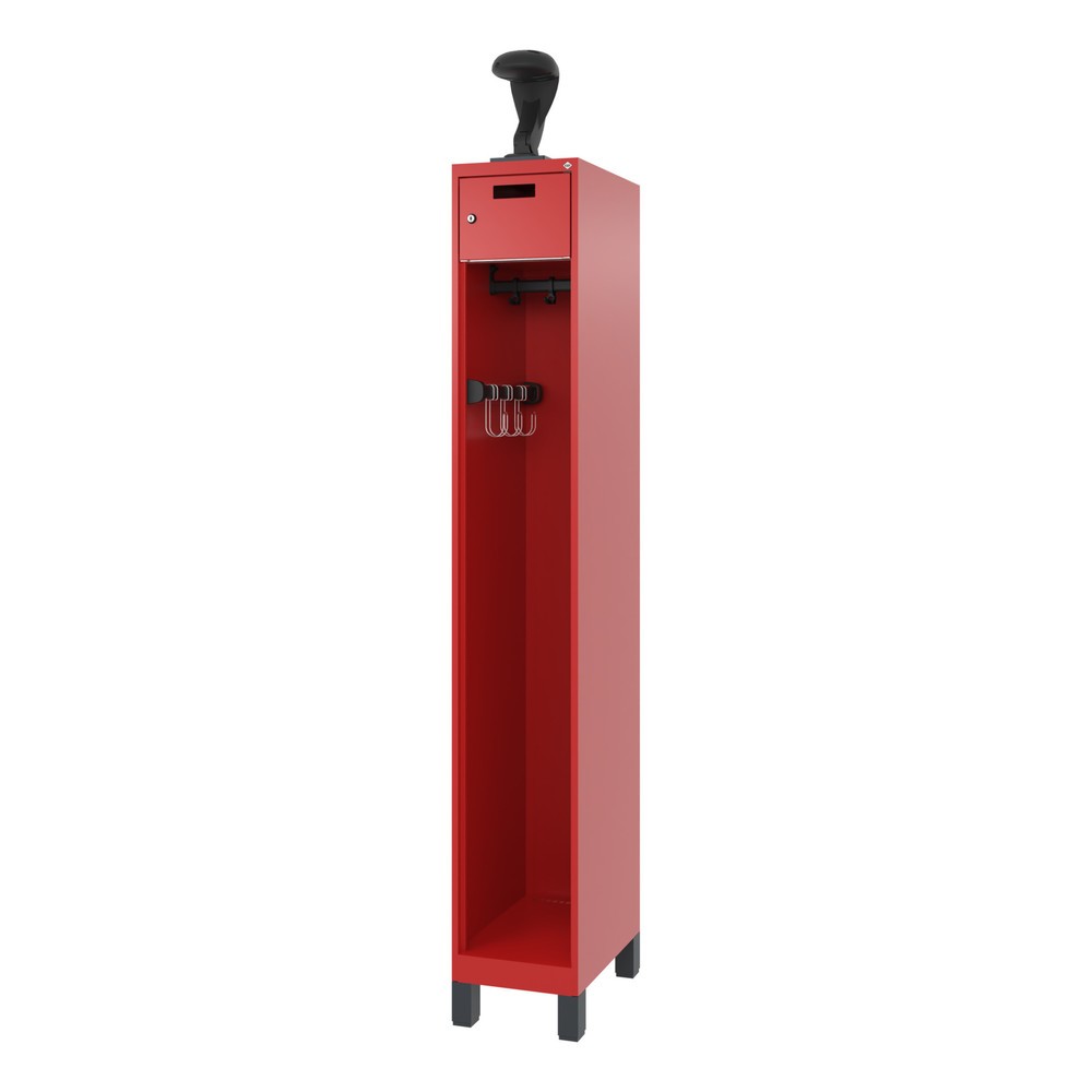Produktabbildung Nr. 5: C+P Feuerwehrspind PRAKTUS, Füsse, 1 Abteil, HxBxT 1.850 x 300 x 500 mm, feuerrot, mit Helmhalter