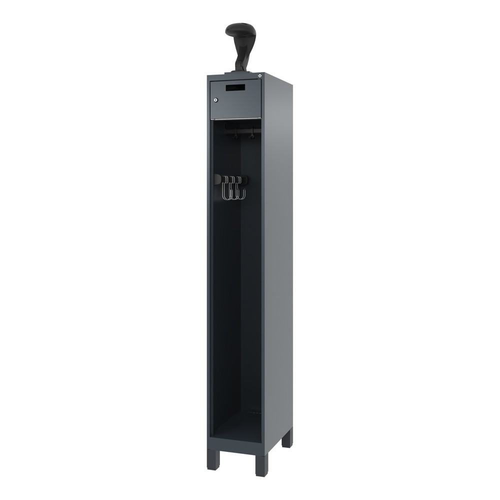 Produktabbildung Nr. 5: C+P Feuerwehrspind PRAKTUS, Füsse, 1 Abteil, HxBxT 1.850 x 300 x 500 mm, anthrazitgrau, mit Helmhalter