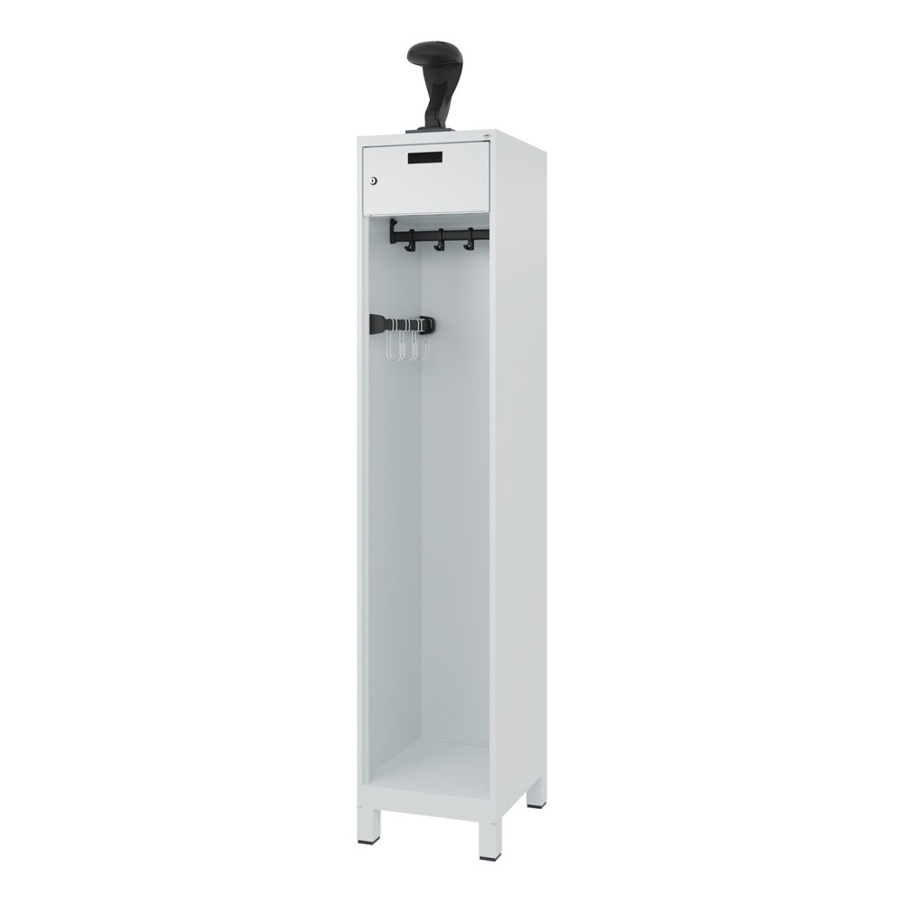 Produktabbildung Nr. 5: C+P Feuerwehrspind PRAKTUS, Füsse, 1 Abteil, HxBxT 1.850 x 400 x 500 mm, lichtgrau, mit Helmhalter