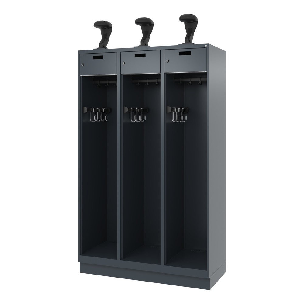Produktabbildung Nr. 5: C+P Feuerwehrspind PRAKTUS, Sokel, 3 Abteile, HxBxT 1.850 x 1.200 x 500 mm, anthrazitgrau, mit Helmhalter