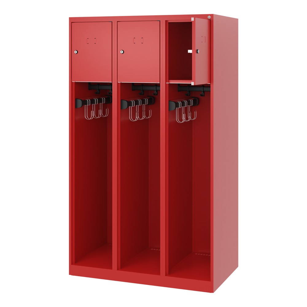 Produktabbildung: C+P Feuerwehrspind YOUNGSTER, Bodengleiter, 3 Abteile, HxBxT 1.530 x 900 x 500 mm, feuerrot