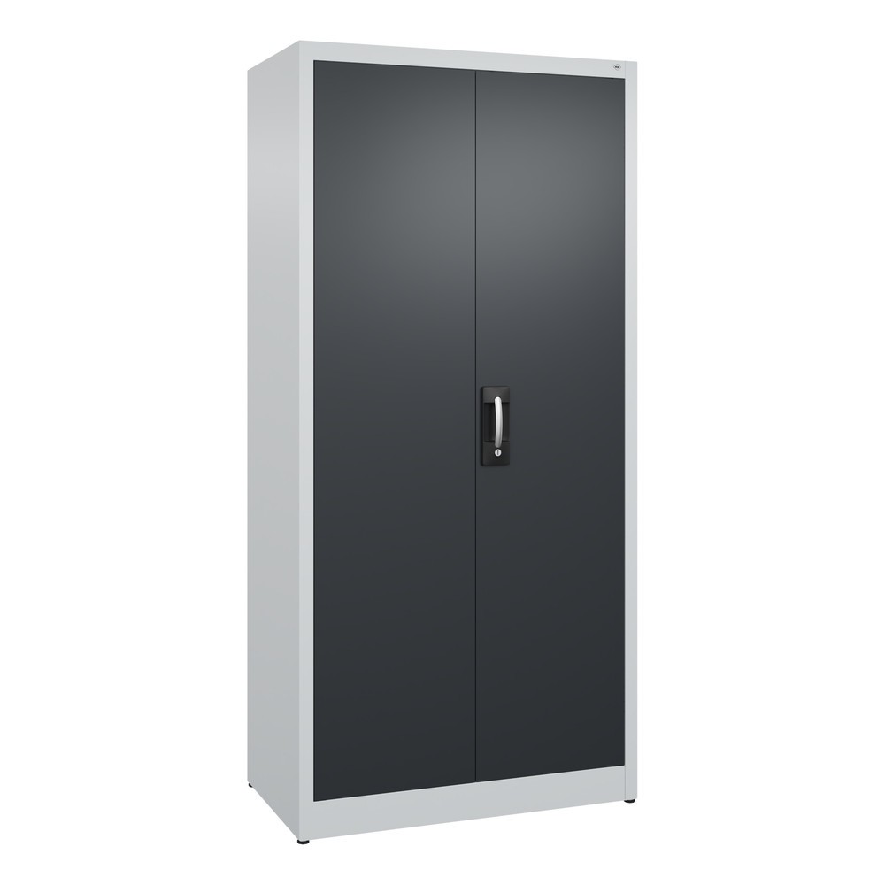 Produktabbildung: C+P Flügeltürenschrank, 5 OH, HxBxT 1.950 x 930 x 500 mm, lichtgrau, schwarzgrau
