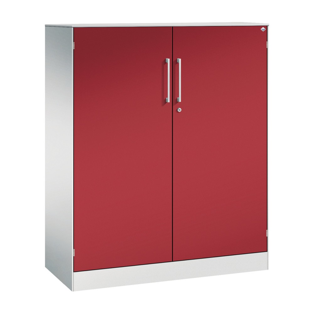 Produktabbildung Nr. 1: C+P Flügeltürenschrank Asisto, 3 OH, Breite 1.000 mm, lichtgrau, rubinrot