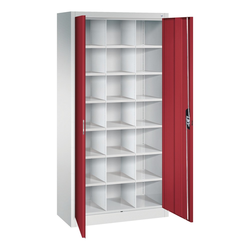 Produktabbildung Nr. 3: C+P Flügeltürenschrank mit 21 Fächern, HxBxT 1.950 x 930 x 400 mm, lichtgrau, rubinrot
