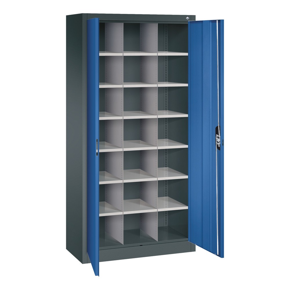 Produktabbildung Nr. 3: C+P Flügeltürenschrank mit 21 Fächern, HxBxT 1.950 x 930 x 400 mm, anthrazitgrau, enzianblau