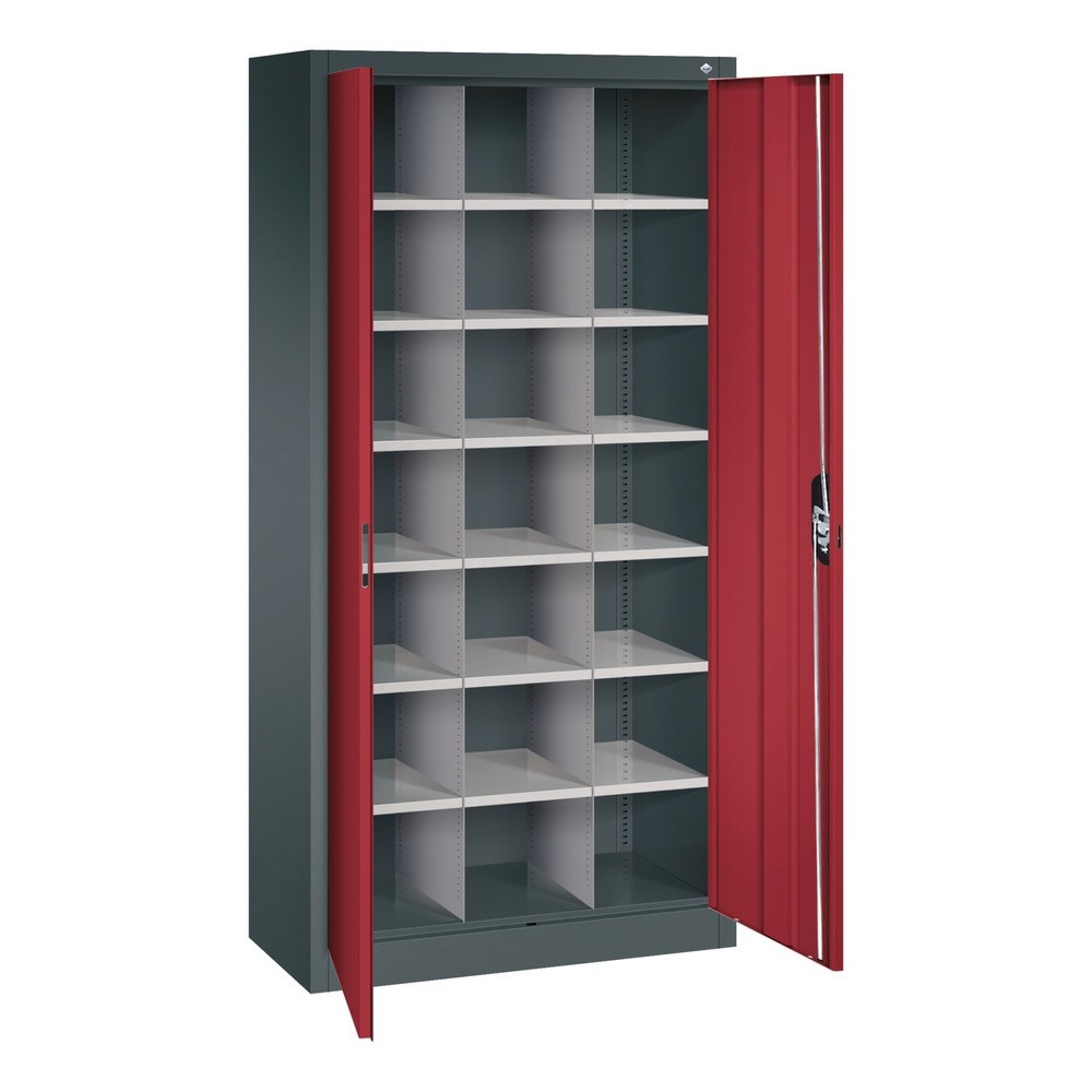 Produktabbildung Nr. 3: C+P Flügeltürenschrank mit 21 Fächern, HxBxT 1.950 x 930 x 400 mm, anthrazitgrau, rubinrot