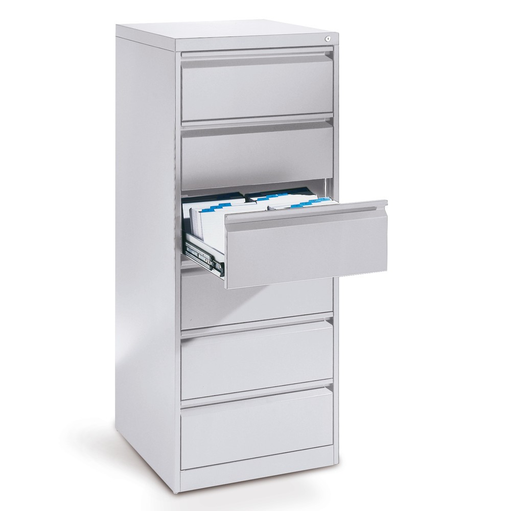 Produktabbildung Nr. 3: C+P Karteikartenschrank Office, DIN A5 quer, 3-bahnig, 6 Schubladen, lichtgrau