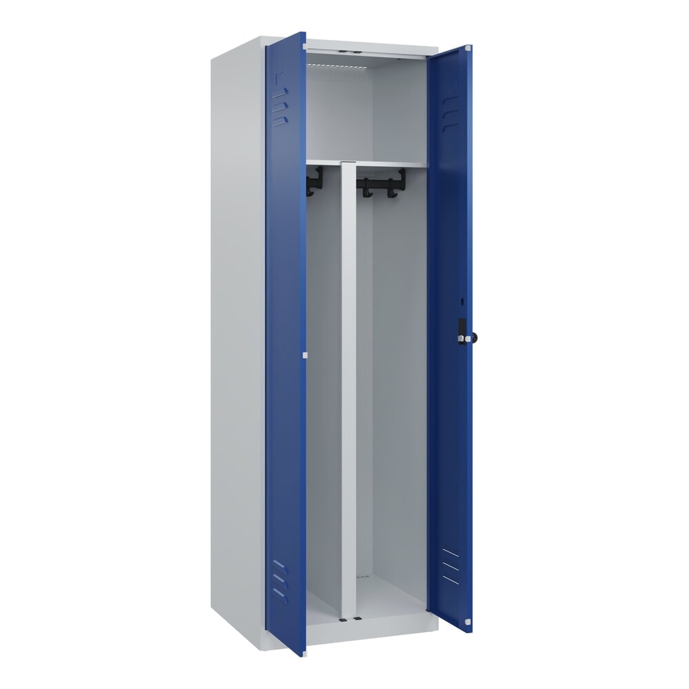 N° de l'image du produit 1 : C+P PSA Doppel-Spind Classic PLUS, 2 Abteile, HxBxT 1.850 x 600 x 500 mm, lichtgrau, enzianblau, für Vorhängeschloss