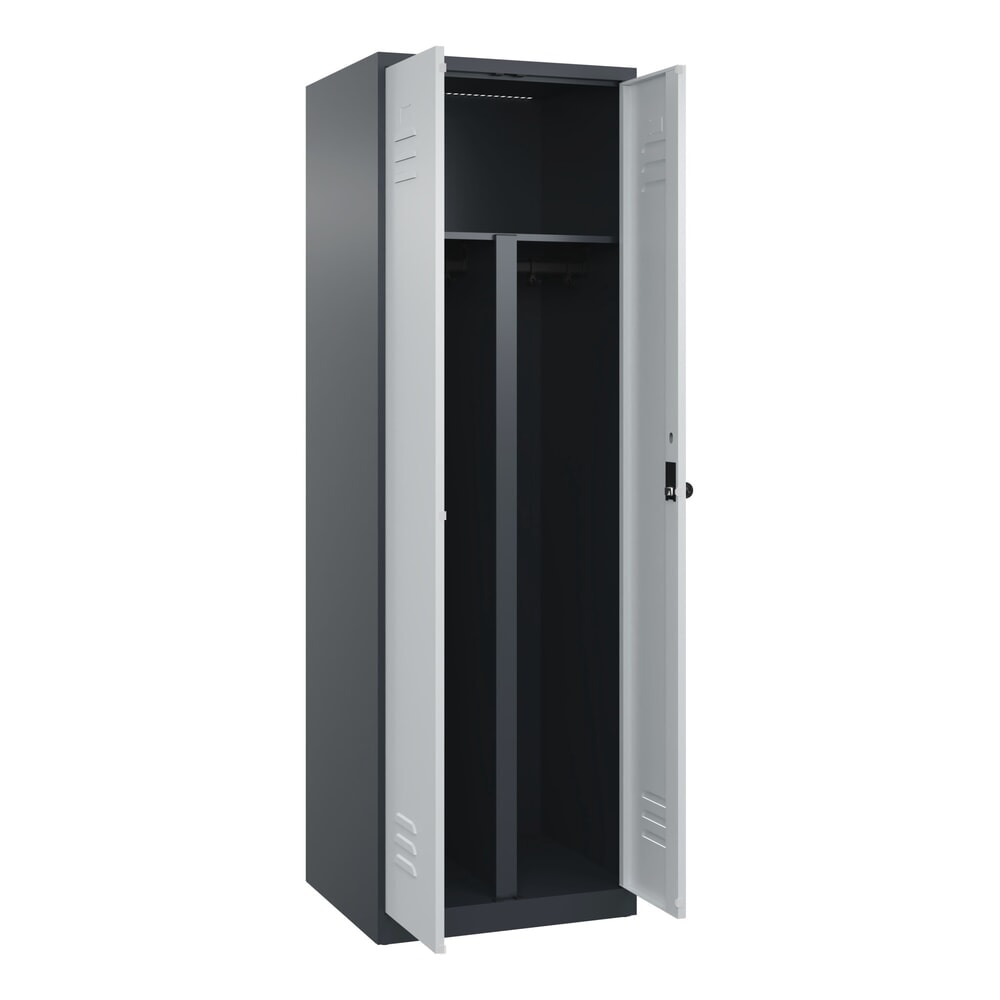 Produktabbildung: C+P PSA Doppel-Spind Classic PLUS, 2 Abteile, HxBxT 1.850 x 600 x 500 mm, anthrazitgrau, lichtgrau, für Vorhängeschloss