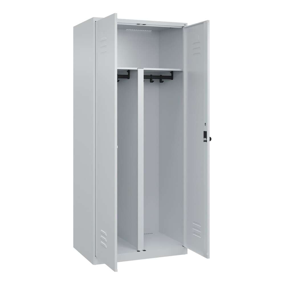 N° de l'image du produit 1 : C+P PSA Doppel-Spind Classic PLUS, 2 Abteile, HxBxT 1.850 x 800 x 500 mm, lichtgrau, lichtgrau, für Vorhängeschloss