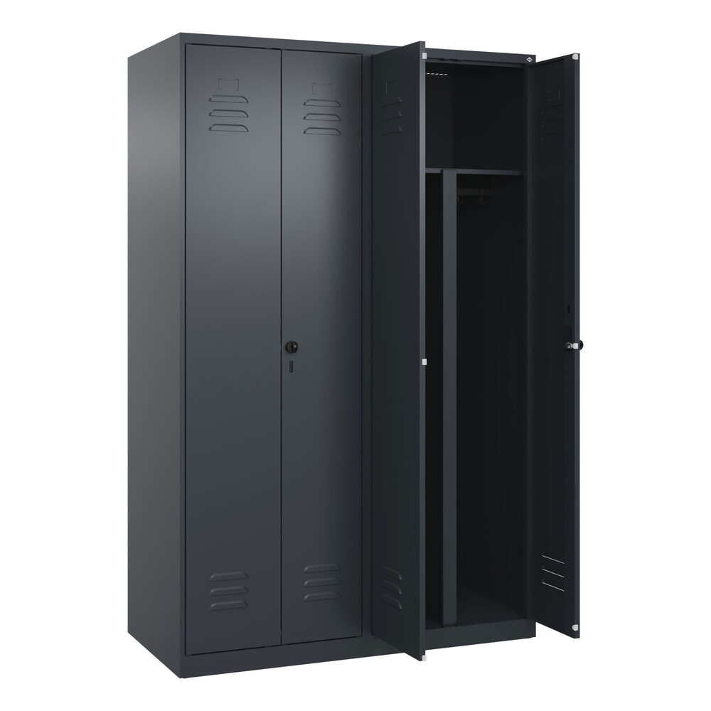 Illustration du produit: C+P PSA Doppel-Spind Classic PLUS, 4 Abteile, HxBxT 1.850 x 1.200 x 500 mm, anthrazitgrau, anthrazitgrau, für Vorhängeschloss