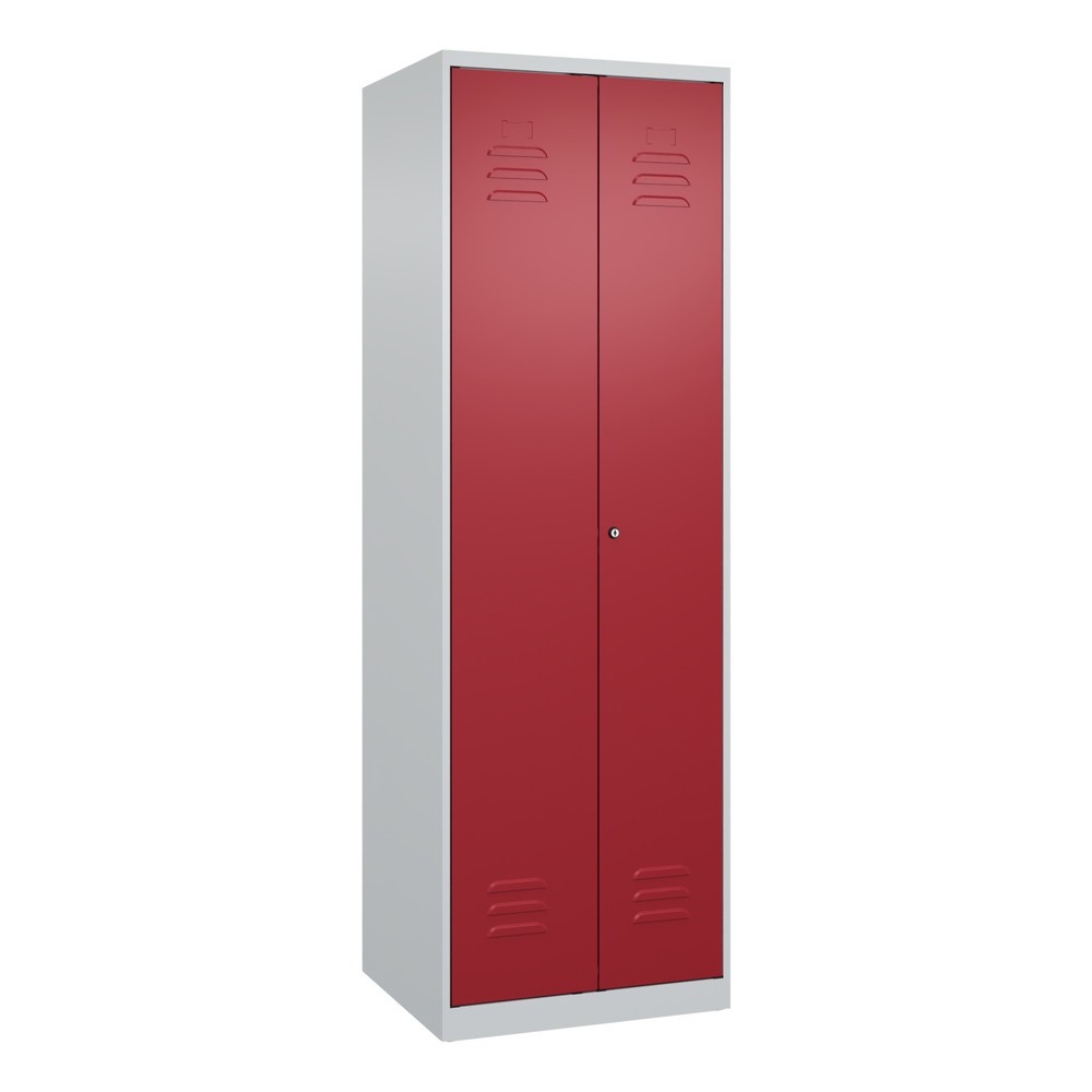 Illustration du produit: C+P PSA Doppel-Spind Classic PLUS, 2 Abteile, HxBxT 1.850 x 600 x 500 mm, lichtgrau, rubinrot, Zylinderschloss
