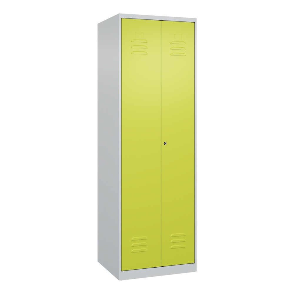 Produktabbildung: C+P PSA Doppel-Spind Classic PLUS, 2 Abteile, HxBxT 1.850 x 600 x 500 mm, lichtgrau, clowngrün, Zylinderschloss