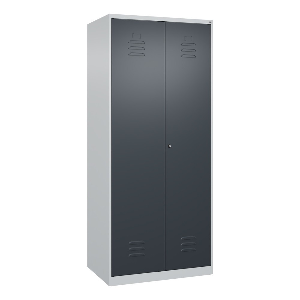 Produktabbildung: C+P PSA Doppel-Spind Classic PLUS, 2 Abteile, HxBxT 1.850 x 800 x 500 mm, lichtgrau, anthrazitgrau, Zylinderschloss