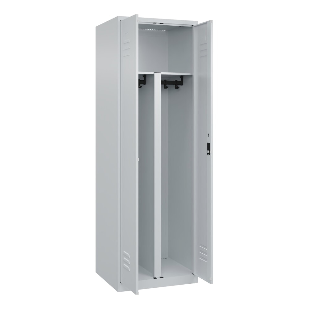 N° de l'image du produit 1 : C+P PSA Doppel-Spind Classic PLUS, 2 Abteile, HxBxT 1.850 x 600 x 500 mm, lichtgrau, lichtgrau, Zylinderschloss