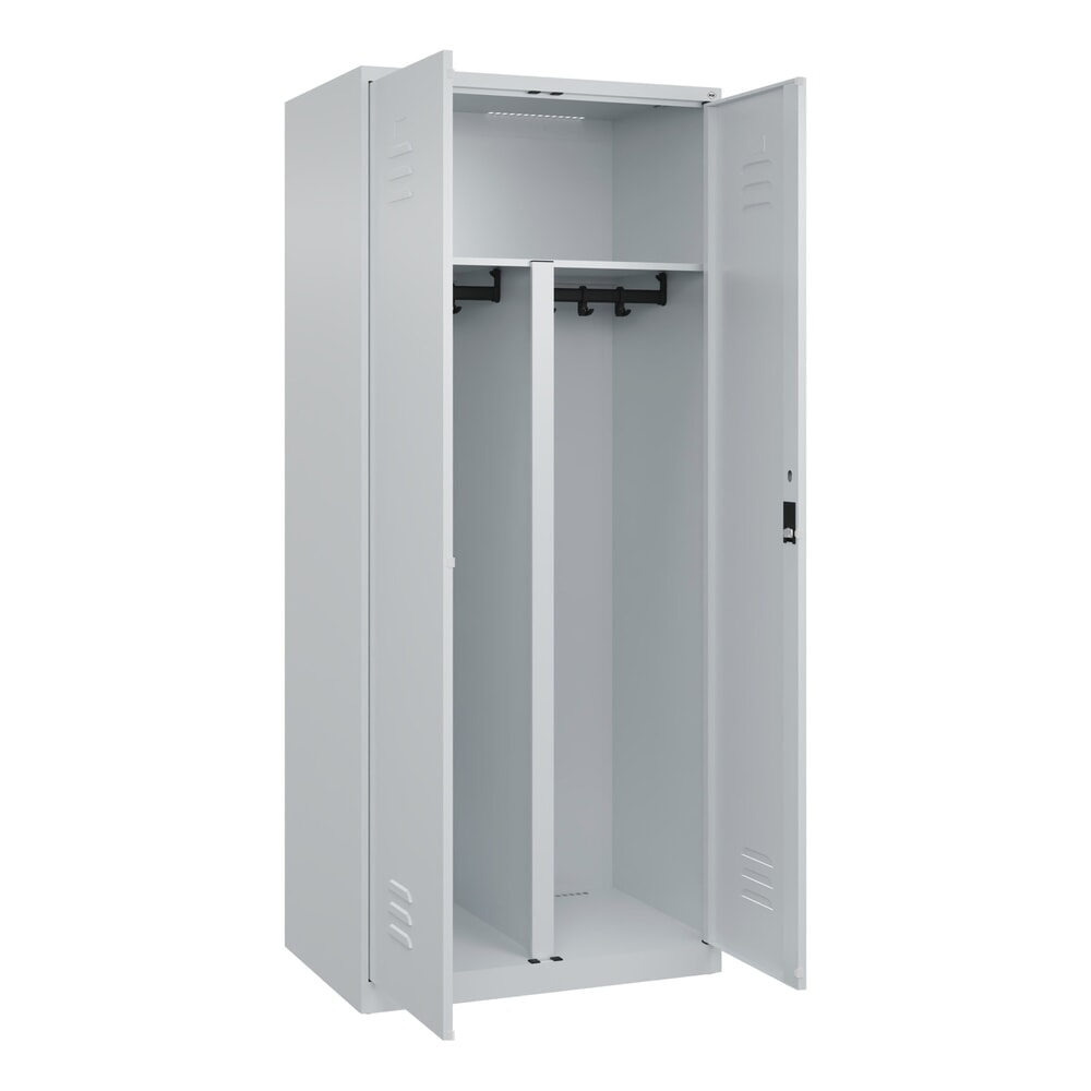 Illustration du produit: C+P PSA Doppel-Spind Classic PLUS, 2 Abteile, HxBxT 1.850 x 800 x 500 mm, lichtgrau, lichtgrau, Zylinderschloss