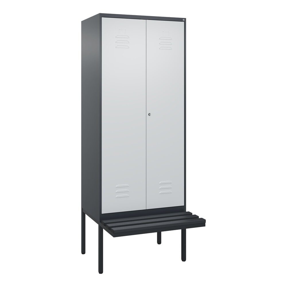 Produktabbildung Nr. 9: C+P PSA Doppel-Spind Classic PLUS, 2 Abteile, HxBxT 2.120 x 800 x 815 mm, Zylinderschloss, auskragende Bank aus Kunststoff, anthrazitgrau, lichtgrau