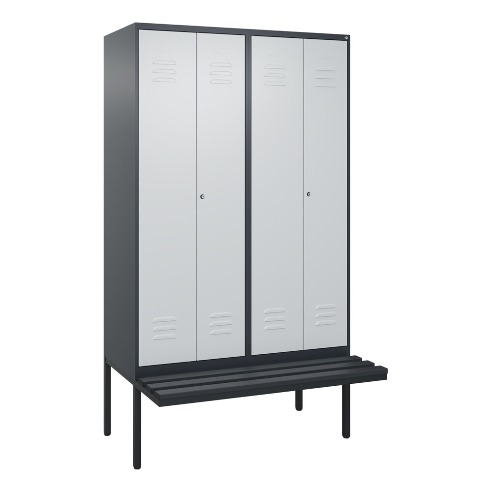 Produktabbildung Nr. 9: C+P PSA Doppel-Spind Classic PLUS, 4 Abteile, HxBxT 2.120 x 1.200 x 815 mm, Zylinderschloss, auskragende Bank aus Kunststoff, anthrazitgrau, lichtgrau
