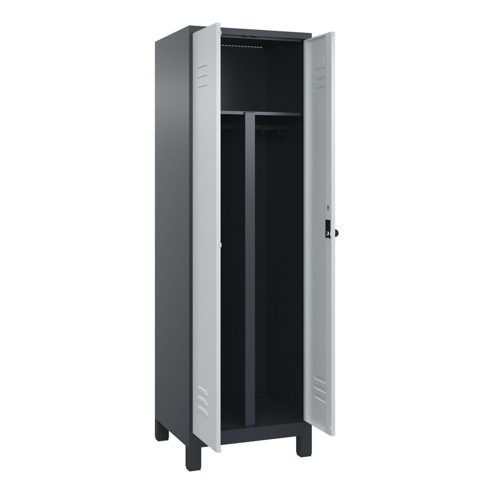 Illustration du produit: C+P PSA Doppel-Spind Classic PLUS, Füße, 2 Abteile, HxBxT 1.950 x 600 x 500 mm, anthrazitgrau, lichtgrau, für Vorhängeschloss