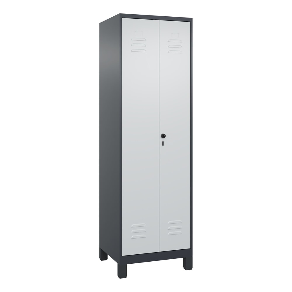 N° de l'image du produit 9 : C+P PSA Doppel-Spind Classic PLUS, Füße, 2 Abteile, HxBxT 1.950 x 600 x 500 mm, anthrazitgrau, lichtgrau, für Vorhängeschloss