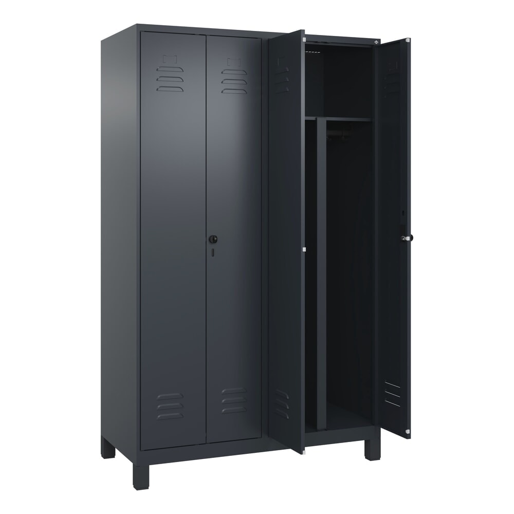 C+P PSA Doppel-Spind Classic PLUS, Füße, 4 Abteile, HxBxT 1.950 x 1.200 x 500 mm, anthrazitgrau, anthrazitgrau, für Vorhängeschloss N° de l'image du produit 1 : C+P PSA Doppel-Spind Classic PLUS, Füße, 4 Abteile, HxBxT 1.950 x 1.200 x 500 mm, anthrazitgrau, anthrazitgrau, für Vorhängeschloss