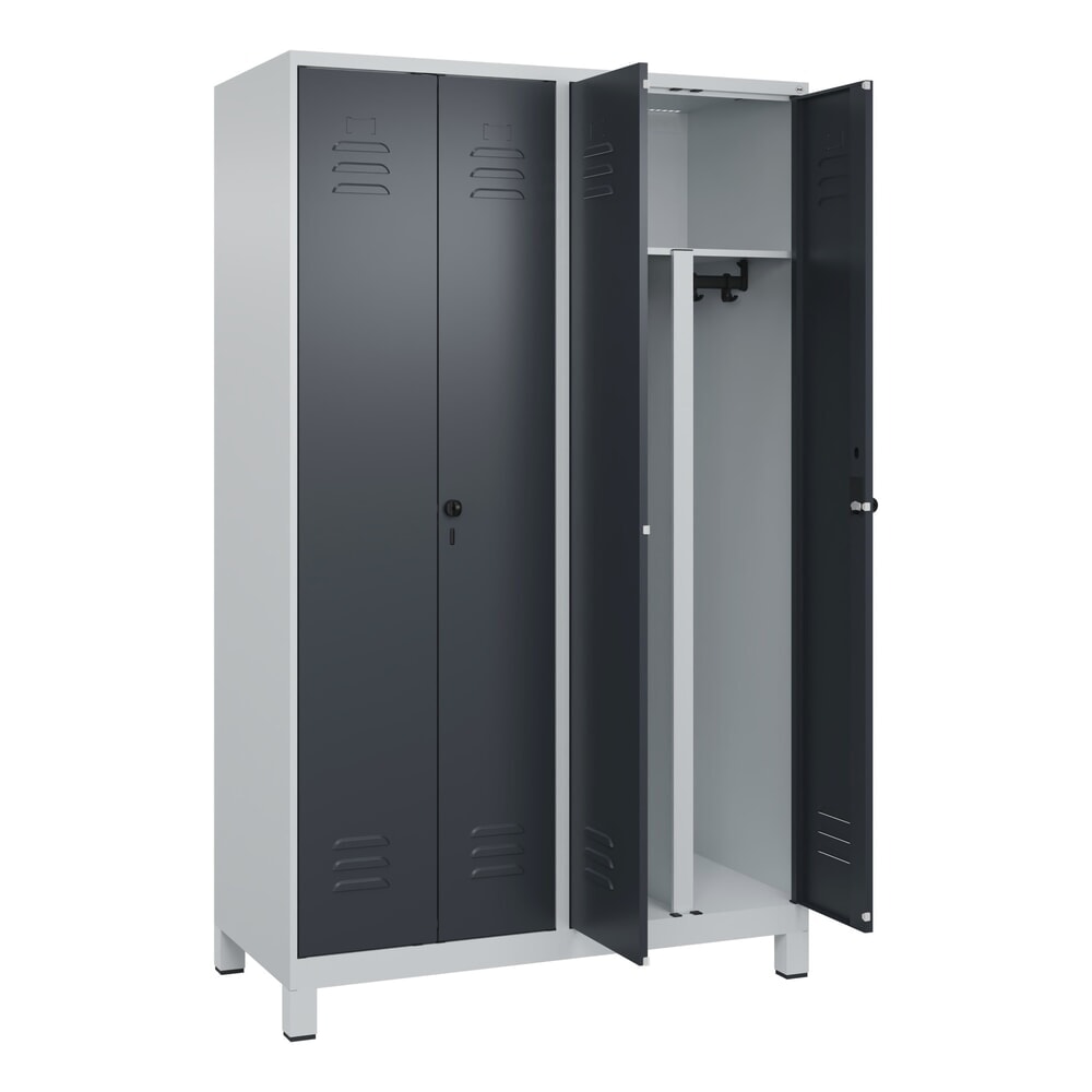 C+P PSA Doppel-Spind Classic PLUS, Füsse, 4 Abteile, HxBxT 1.950 x 1.200 x 500 mm, lichtgrau, anthrazitgrau, für Vorhängeschloss Produktabbildung Nr. 1: C+P PSA Doppel-Spind Classic PLUS, Füsse, 4 Abteile, HxBxT 1.950 x 1.200 x 500 mm, lichtgrau, anthrazitgrau, für Vorhängeschloss