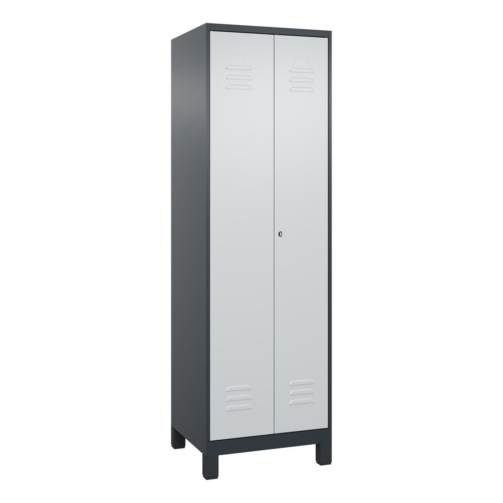 Illustration du produit: C+P PSA Doppel-Spind Classic PLUS, Füße, 2 Abteile, HxBxT 1.950 x 600 x 500 mm, anthrazitgrau, lichtgrau, Zylinderschloss