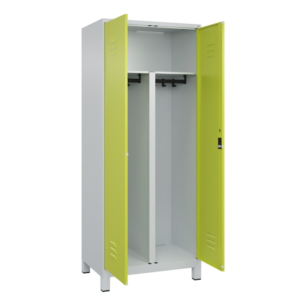 C+P PSA Doppel-Spind Classic PLUS, Füsse, 2 Abteile, HxBxT 1.950 x 800 x 500 mm, lichtgrau, clowngrün, Zylinderschloss Produktabbildung Nr. 1: C+P PSA Doppel-Spind Classic PLUS, Füsse, 2 Abteile, HxBxT 1.950 x 800 x 500 mm, lichtgrau, clowngrün, Zylinderschloss