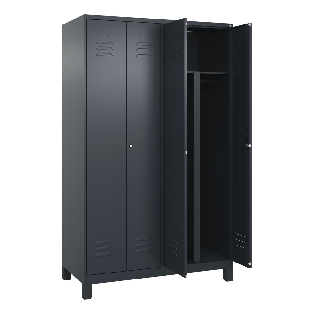 C+P PSA Doppel-Spind Classic PLUS, Füsse, 4 Abteile, HxBxT 1.950 x 1.200 x 500 mm, anthrazitgrau, anthrazitgrau, Zylinderschloss Produktabbildung: C+P PSA Doppel-Spind Classic PLUS, Füsse, 4 Abteile, HxBxT 1.950 x 1.200 x 500 mm, anthrazitgrau, anthrazitgrau, Zylinderschloss