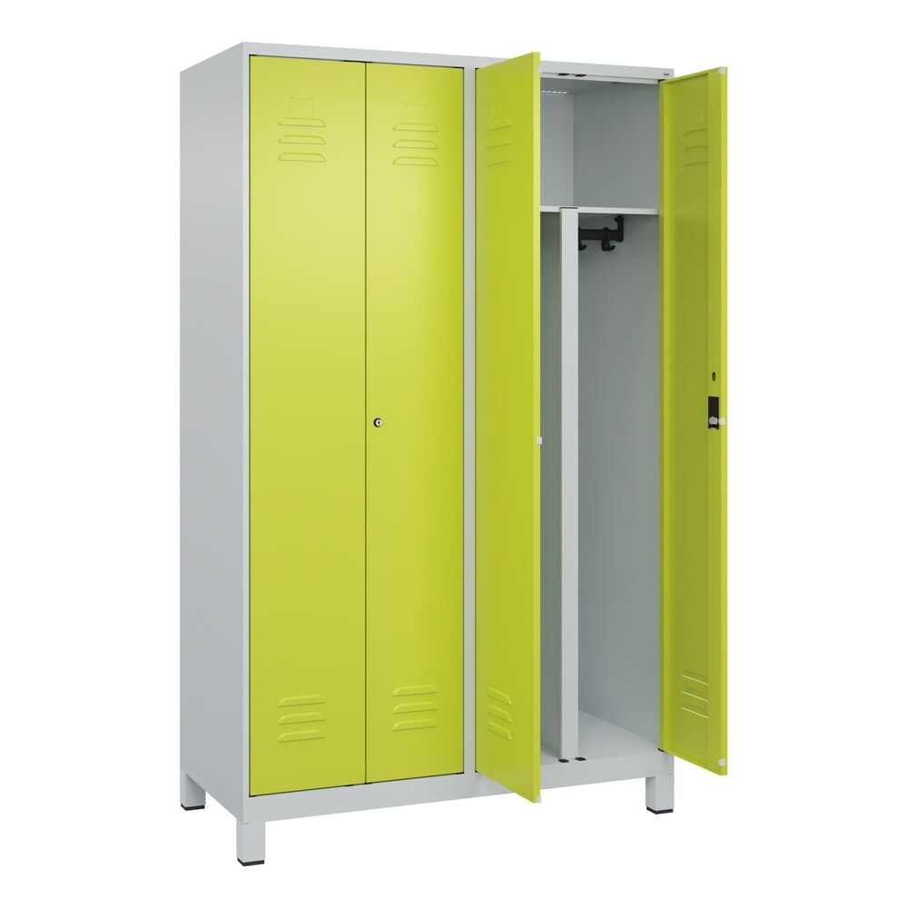 C+P PSA Doppel-Spind Classic PLUS, Füsse, 4 Abteile, HxBxT 1.950 x 1.200 x 500 mm, lichtgrau, clowngrün, Zylinderschloss Produktabbildung Nr. 1: C+P PSA Doppel-Spind Classic PLUS, Füsse, 4 Abteile, HxBxT 1.950 x 1.200 x 500 mm, lichtgrau, clowngrün, Zylinderschloss