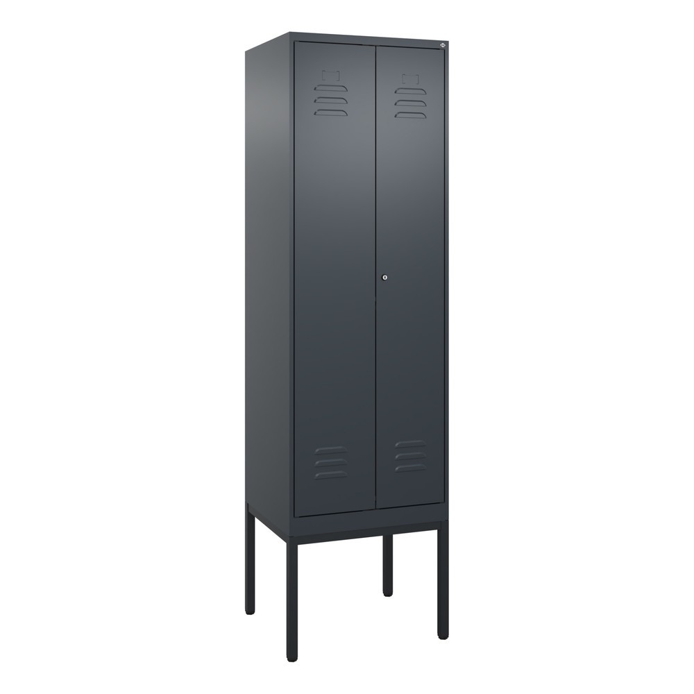 Produktabbildung: C+P PSA Doppel-Spind Classic PLUS, Gestell, 2 Abteile, HxBxT 2.120 x 600 x 500 mm, anthrazitgrau, anthrazitgrau, Zylinderschloss