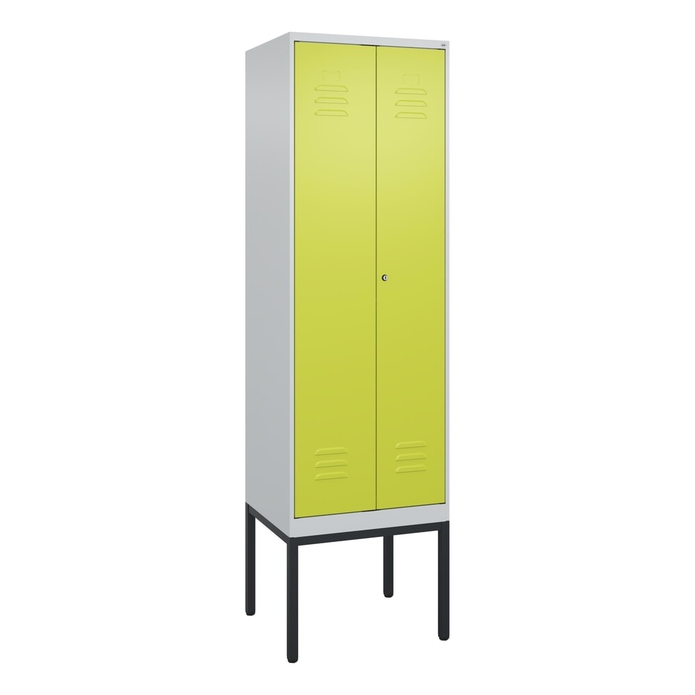 Produktabbildung Nr. 9: C+P PSA Doppel-Spind Classic PLUS, Gestell, 2 Abteile, HxBxT 2.120 x 600 x 500 mm, lichtgrau, clowngrün, Zylinderschloss