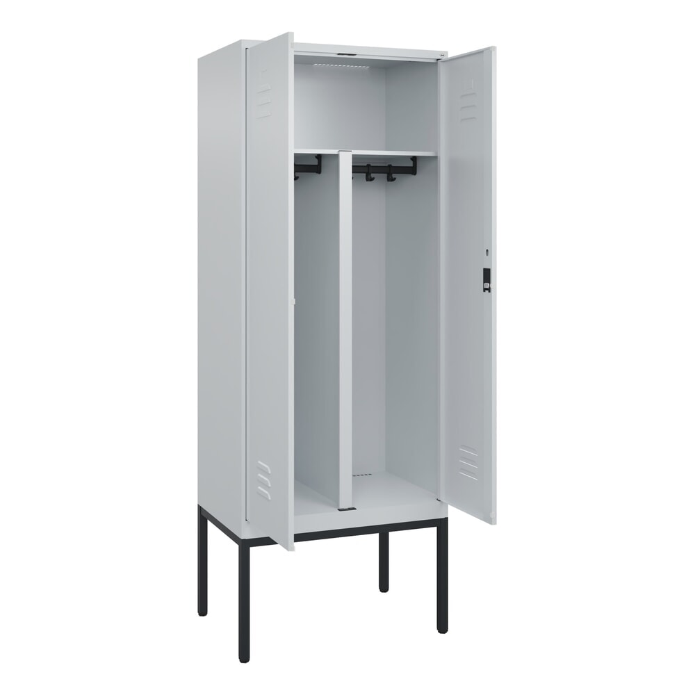 Illustration du produit: C+P PSA Doppel-Spind Classic PLUS, Gestell, 2 Abteile, HxBxT 2.120 x 800 x 500 mm, lichtgrau, lichtgrau, Zylinderschloss